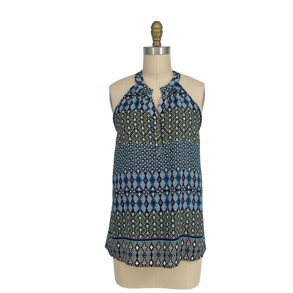Collective Concepts Geometric Striped Sleeveless Halter Top Blouse Small